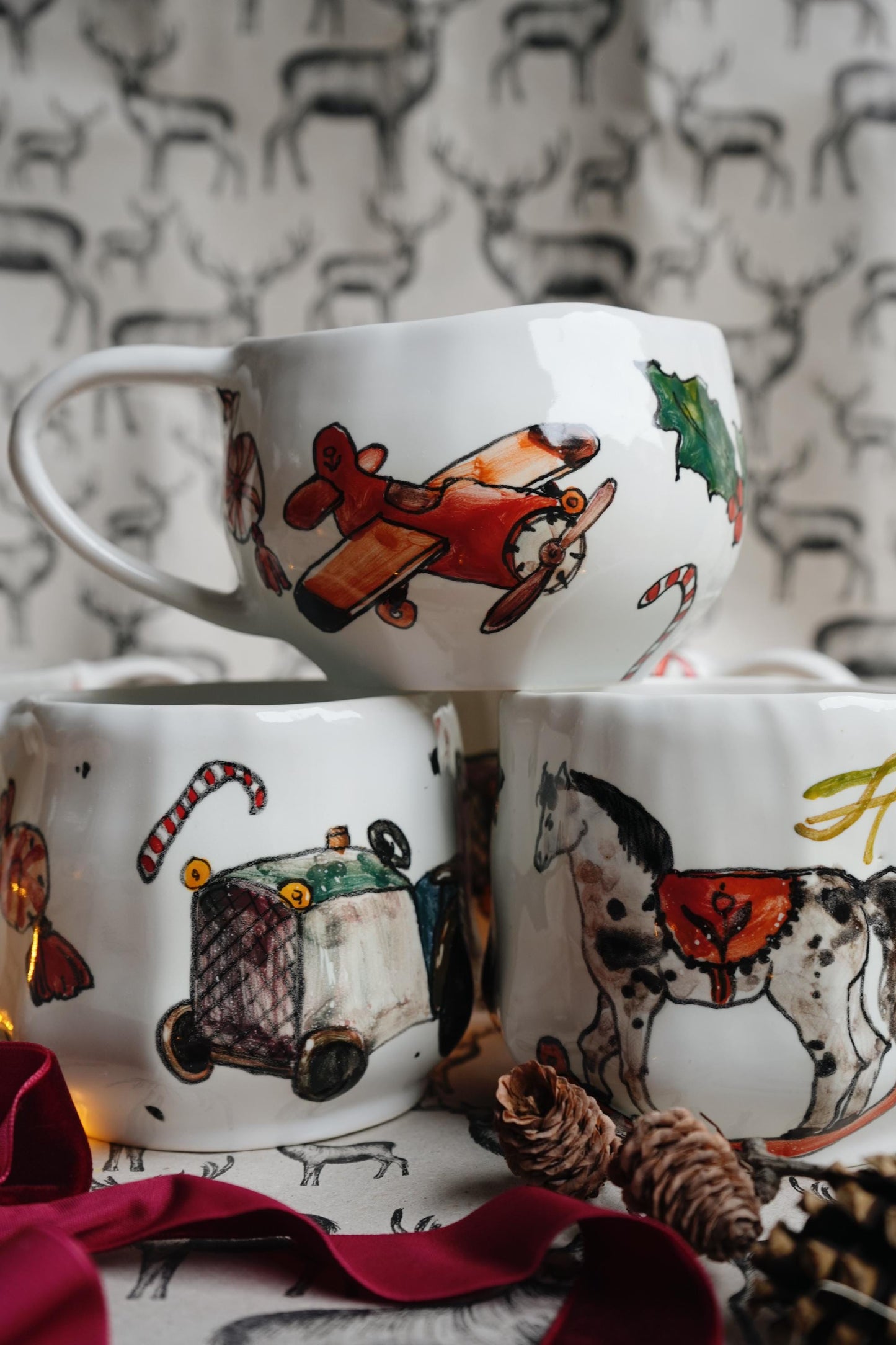 Handmade winter series mug set