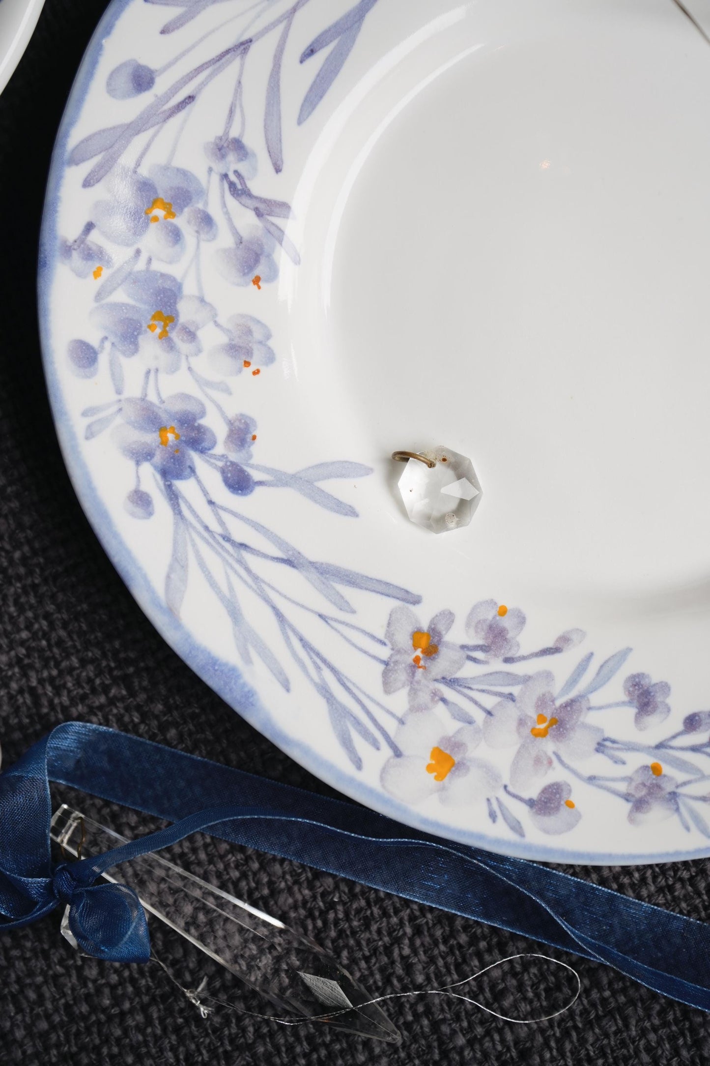 Linen-Inspired Wedding Cake Serving Set, Hand-Painted Porcelain Plates and Mugs, Personalized Biosafe Dinnerware Set