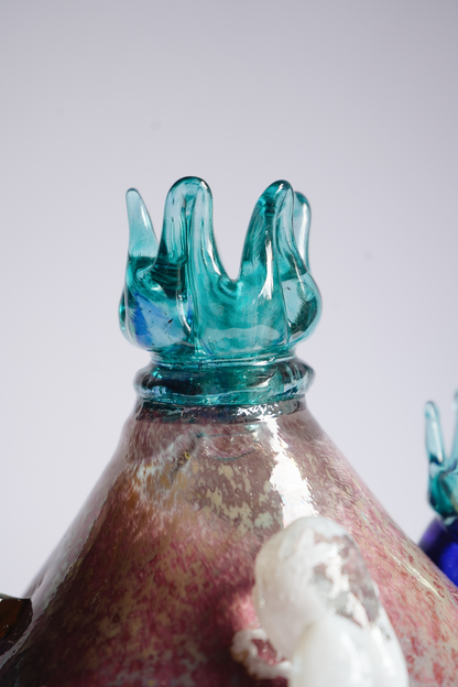 "Flower bud in pink" blown-glass candelabra