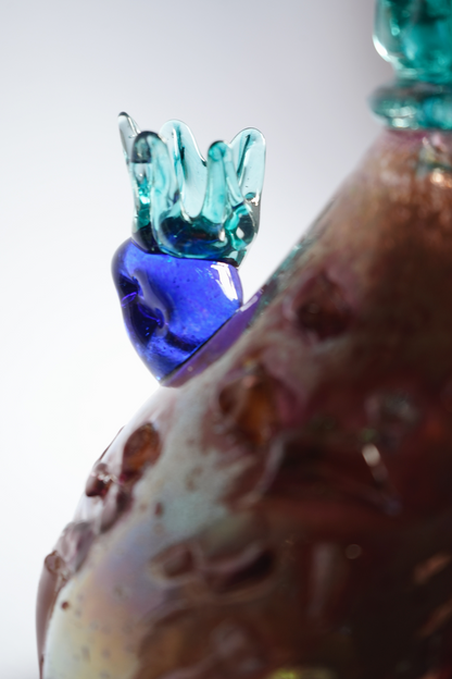 "Flower bud in pink" blown-glass candelabra