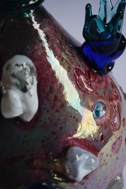 "Flower bud in pink" blown-glass candelabra