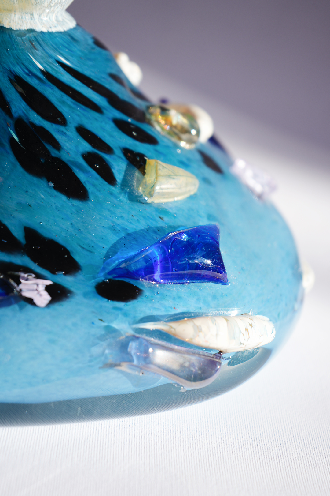 "Flower bud in cerulean" blown-glass candelabra