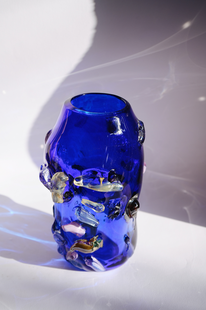 "Potato in Ultramarine" blown-glass vase