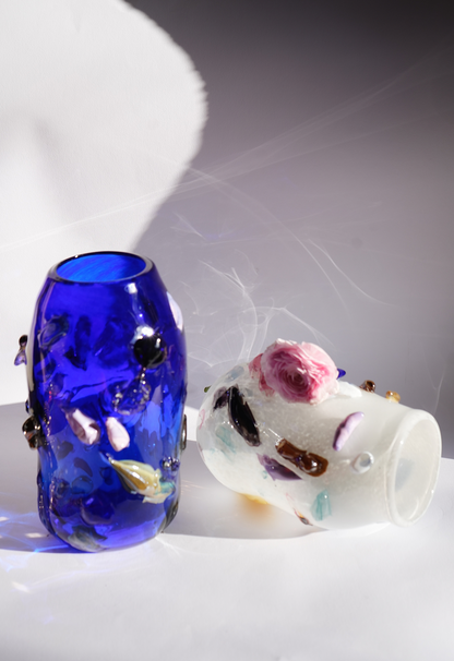"Potato in Ultramarine" blown-glass vase