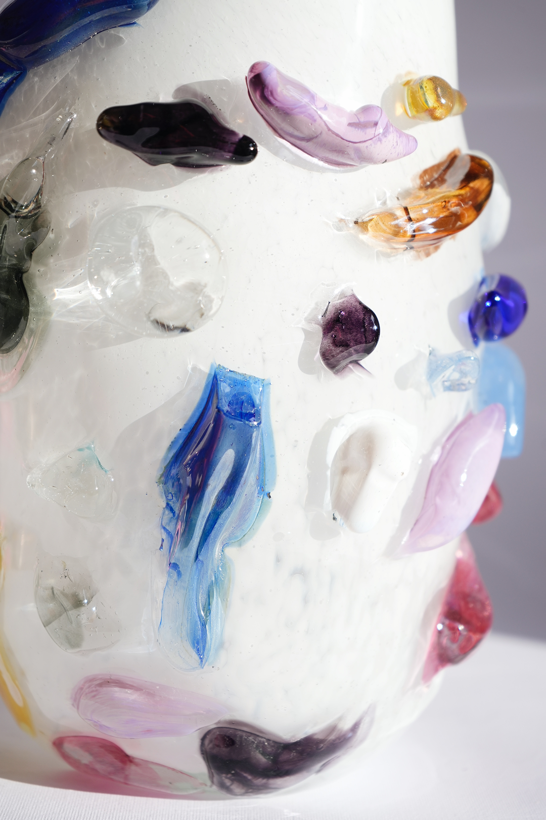 "Potato in White" blown-glass vase