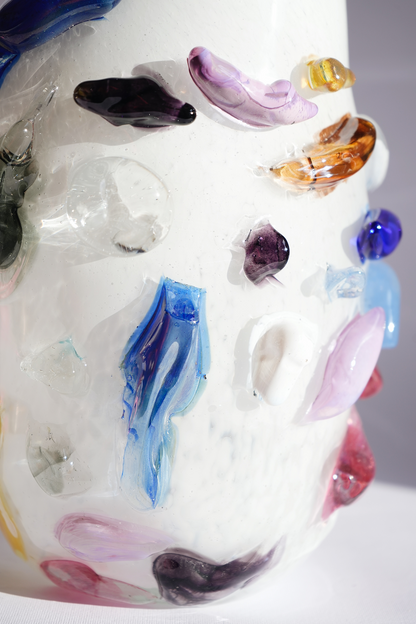 "Potato in White" blown-glass vase