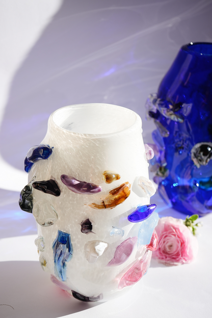 "Potato in White" blown-glass vase