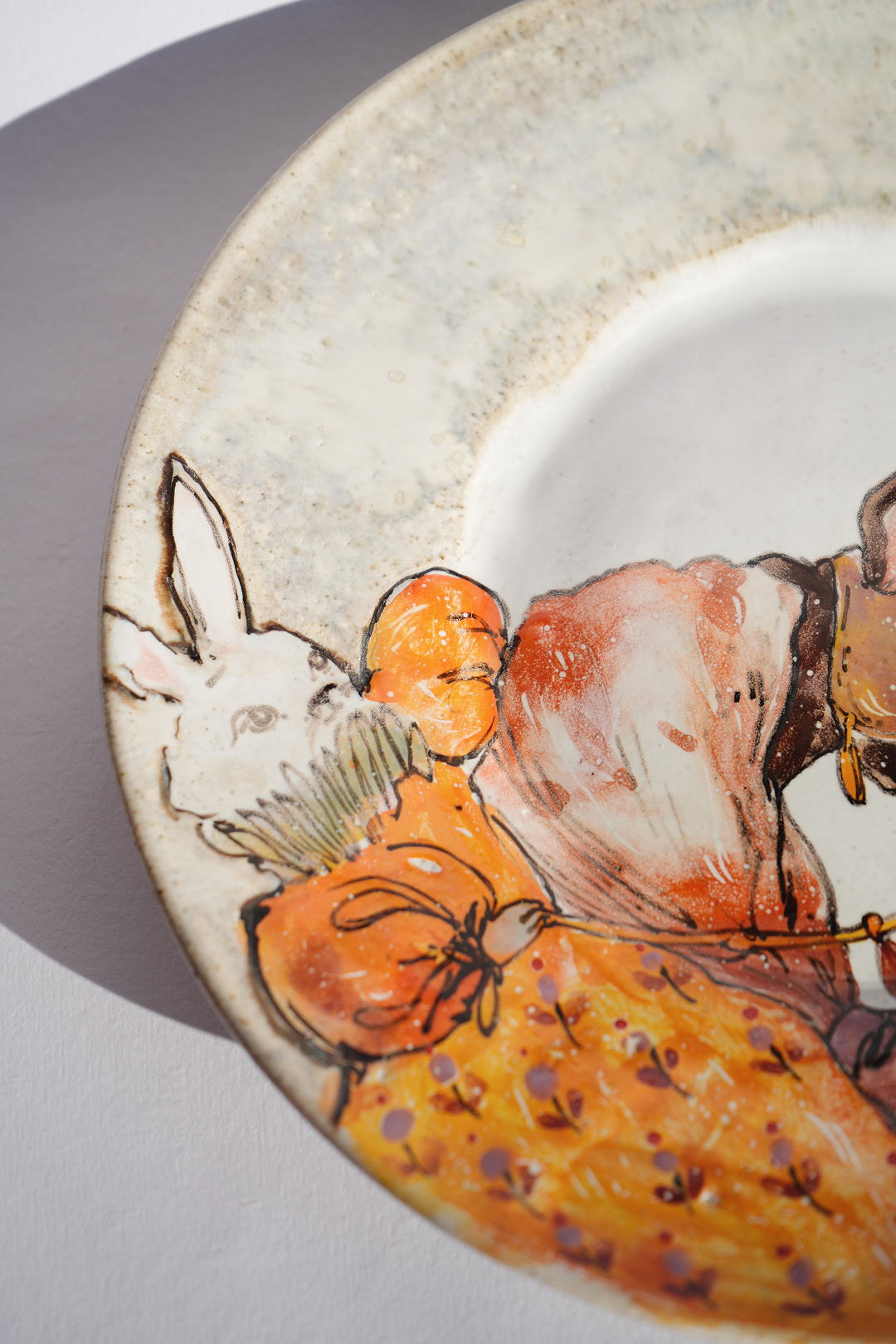 "Fairy animals. Bunny on a horse" porcelain hand-painted plate