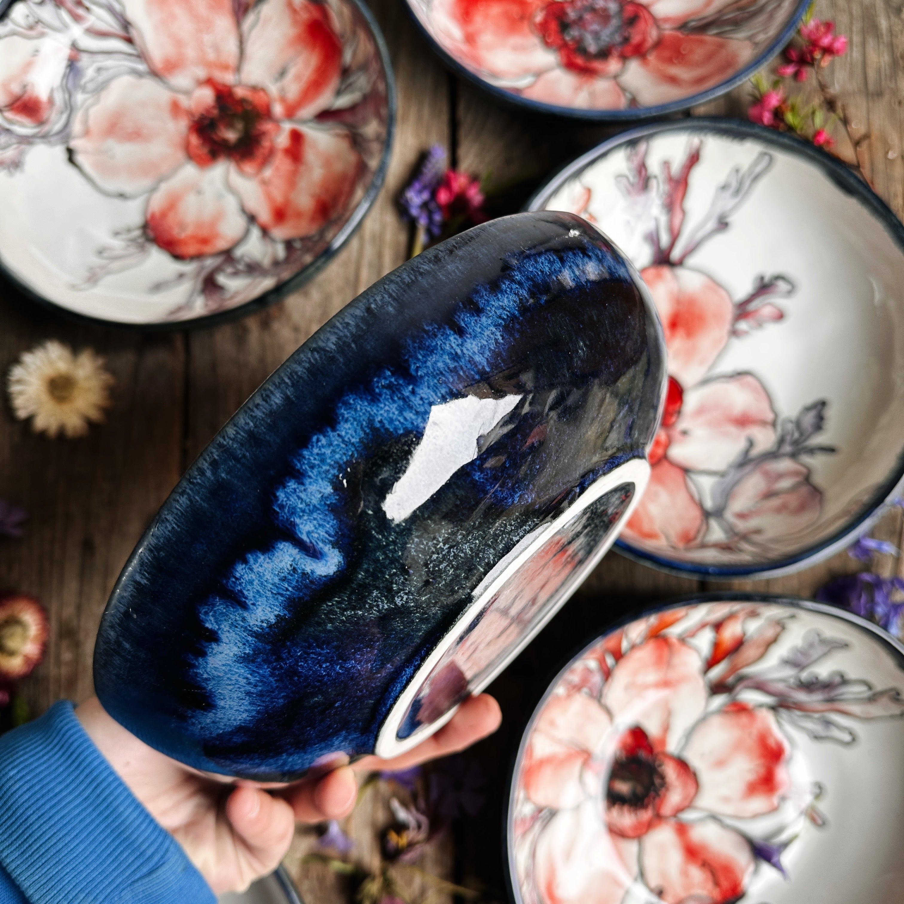 Five anemone bowls set