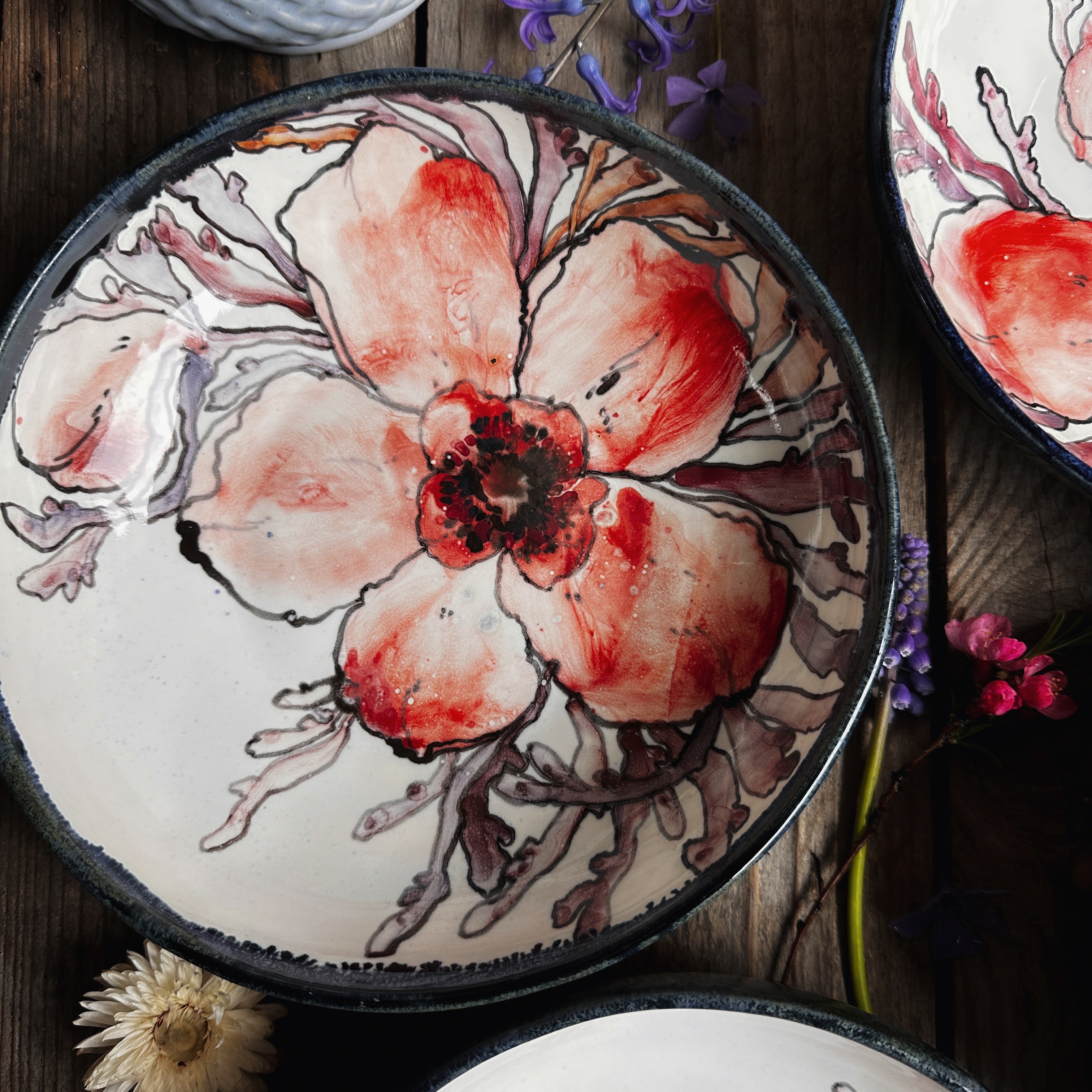 Five anemone bowls set