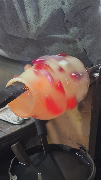 "Potato in White" blown-glass vase