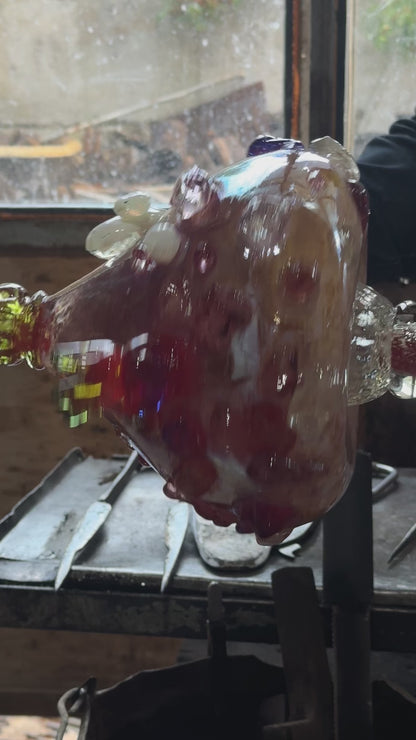 "Flower bud in pink" blown-glass candelabra