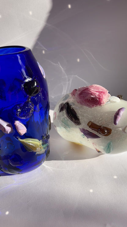 "Potato in Ultramarine" blown-glass vase