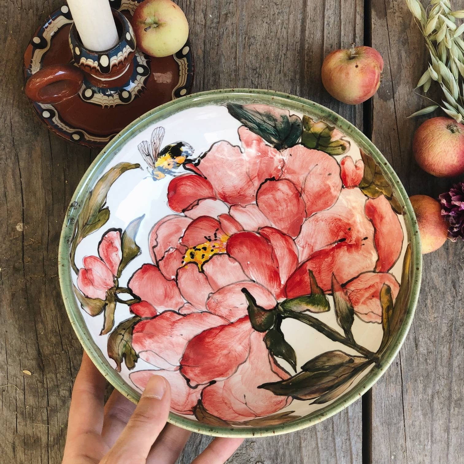 Peony with bee bowl